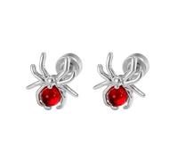 Punk 20g Spider Flat Screw Back Stud Earrings for Women Men Titanium Steel Silver Plated Cute Colorful Stone Animal Cartilage Tragus Helix Piercing Studs Gothic Halloween Party Jewelry, S, Titanium