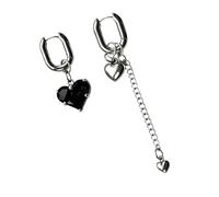Punk Alloy Heart Earrings Unique Delicate Ear Jewelry Stylish Daily Wear Earrings Faux Stone Drops