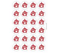 Punk Anarchism Symbol Circular Matt Paper Stickers A4 Sheet of 24 (Each Sticker is 45mm Diameter)