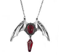 Punk Bat Coffin Cross Pendant Necklace for Women Men Vintage Witchy Vampire Victorian Statement Goth Choker Necklaces Mystic Dark Jewelry Halloween Costume Cosplay Occult Accessories, 1, Metal, No