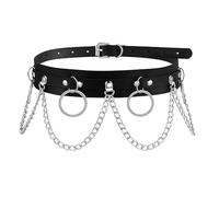 Punk Black Waist Chain Belt, Leather Body Chain, Women's Gothic Layered Rave Accessories
