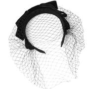 Punk Bridal Hairpiece Vintage Lace Veil Headband With Rhinestones Decors 1920s Fascinator Headpiece For Costume Event Gothic Bridal Wedding Headwear