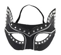 Punk Cat Mask with Rhinestones Masquerade Masked Party Men Women Steampunk Half Face Cover Cosplay Halloween Costume Accessory Fancy Dress Rave Party Prop