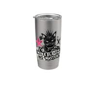 Punk Cat Nine Lives No Masters Mohawk Anarchy Stainless Steel Insulated Tumbler