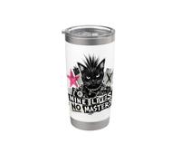 Punk Cat Nine Lives No Masters Mohawk Anarchy Stainless Steel Insulated Tumbler