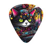 punk cat Printed pick set - 12 pieces, thin, medium and thick guitar picks, suitable for guitar, bass, electric guitar and ukulele