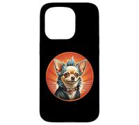 Punk Chihuahua Mohawk Motorcycle Jacket Treat Bone Rock Dad Case for iPhone 15 Pro
