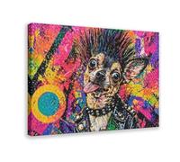 Punk Chihuahua Pop Canvas Poster for Home Decor Gift | Frame-style, Multiple sizes, Multiple frame styles, Wall Art, Decor Print, Office Decor