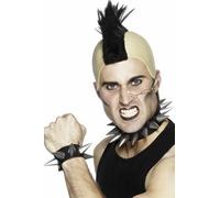 Punk Choker & Wristband Large Spike Rock Goth Biker Fancy Dress Party Accessory