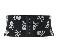 Punk Corset Belt Black Skull Waist Belts Cosplay Stretch Belt Waist Cincher Lace up Boned Bustier Underbust Corset Shapewear Bodysuit Costume Halloween Party Waistband Accessories for Women and Girls