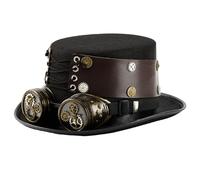 Punk Costume Hat With Removeable Goggles Adjustable PU Strap Unisex Victorian Headwear Magicians Top Hat For Party Steampunk With Goggles For Men And Women