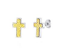Punk Cross Stud Earrings for Women Men Fashion Personalized Stainless Steel Piercing Studs Religious Faith Earring Minimalist Style Unisex Christian Baptism Jewelry, S, Metal, No Gemstone