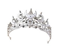 Punk Crowns Rhinestones Bridal Headpiece Baroquely Tiaras Crownpiece for Punk Wedding Cosplay Event Stars Crowns