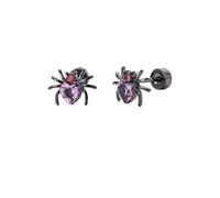 Punk CZ Spider Cartilage Tiny Stud Earrings for Women Girls Stainless Steel Pink Crystal Love Heart Black Insect Screw Flat Back Tragus Helix Studs Earring Cute Gothic Jewelry Gifts 18G