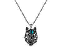 Punk Direwolf Viking Red Blue Eye Steel Men Necklaces Pendants Cool for Boyfriend Hip hop Jewelry Creativity Present