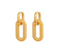 Punk Double Oval Circle Drop Earring Female Gold Color Stainless Steel Geometry Earrings for Women Fashion Jewelry Gift 2025