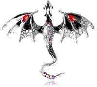 Punk Dragon Brooch Vintage Enamel Dragon Brooch Dragon Animal Brooch Suit Lapel Pin Punk Flying Dragon Brooch Personality Clothing Hat Bag Accessories for Men Women, S, Alloy Steel, zircon gemstone