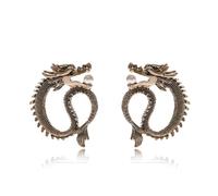 Punk Dragon Earrings, Vintage Gothic Dragon Dangle Earrings for Women, Bohemian Animal Dragon Vacation Earrings, Ancient Chinese Dragon Statement Earrings Summer Boho Jewelry, Zinc, Cubic Zirconia