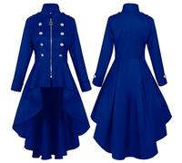 Punk Dresses Women's with Zip, Medieval Midi Dress Women's Long Sleeve Renaissance Stand-Up Collar Coat Vintage Party Dress Gothic Palace Clothing Halloween Dress Carnival Party Festival Rave