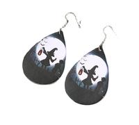 Punk Earring for Women, Gothic Crow Witch Dangle Drop Earring Bat Stud Jewelry Long Charm, Hypoallergenic Victoria Emboss Hook Earrings Mystic Witch Halloween Jewelry Gift for Women