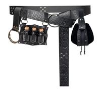 Punk Embossed Waist Pack Waistband Set Adjustable Belt Keychain Quiver for Outdoor Activity Daily Use PU Leather Multi Pocket Waist Bag