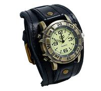 Punk Fashion Leather Men Buckle Retro Pin Watch Strap Men's Watch Sne573 (Black, One Size)