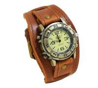 Punk Fashion Leather Men Buckle Retro Pin Watch Strap Men's Watch Sne573 (Brown, One Size)
