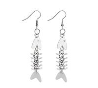 Punk Fish Bone Earrings for Women and Girls Gothic Y2K Fish Skeleton Weird Dangle Earrings