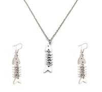 Punk Fish Bone Earrings for Women and Girls Gothic Y2K Fish Skeleton Weird Dangle Earrings, Zinc, No Gemstone