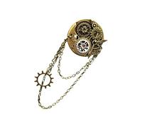 Punk Gear Clock Brooch Pins for Women Men Lapel Pin Hanging Tassels Chains Brooch Shirt Collar Pin Jewelry Lapel