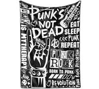Punk Gifts, Punk Rock Blanket for Punk Lovers, Rock N Roll Lovers, Punk's Not Dead Throw Blanket, Flannel Blanket 65 x 50 Inches - Black