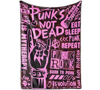 Punk Gifts, Punk Rock Blanket for Punk Lovers, Rock N Roll Lovers, Punk's Not Dead Throw Blanket, Flannel Blanket 65 x 50 Inches - Pink