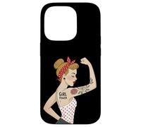 Punk Girl Power Feminist Retro Art Rosie Riveter Tattoo Case for iPhone 14 Pro