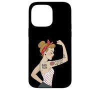 Punk Girl Power Feminist Retro Art Rosie Riveter Tattoo Case for iPhone 14 Pro Max