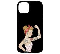 Punk Girl Power Feminist Retro Art Rosie Riveter Tattoo Case for iPhone 15 Plus