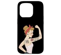 Punk Girl Power Feminist Retro Art Rosie Riveter Tattoo Case for iPhone 15 Pro