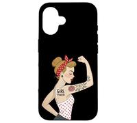 Punk Girl Power Feminist Retro Art Rosie Riveter Tattoo Case for iPhone 16