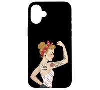 Punk Girl Power Feminist Retro Art Rosie Riveter Tattoo Case for iPhone 16 Plus