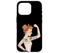 Punk Girl Power Feminist Retro Art Rosie Riveter Tattoo Case for iPhone 16 Pro