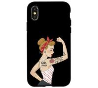 Punk Girl Power Feminist Retro Art Rosie Riveter Tattoo Case for iPhone X/XS