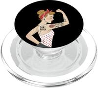 Punk Girl Power Feminist Retro Art Rosie Riveter Tattoo PopSockets PopGrip for MagSafe