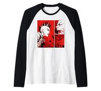 Punk Girl Rage Art with Skull in Comic Style Raglan Baseball Tee
