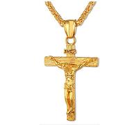 Punk Gold/Silver Plated Necklace, Men Women Jesus Crucifix Pendant Christian Jewelry Necklace Attractive Design