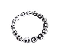 Punk Goth Skull Skeleton s for Women Men Hip Hop Elastic Beaded s Bangles Handmade Halloween Jewelry Gift