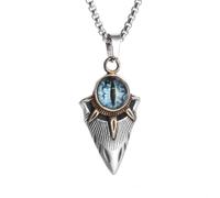 Punk Gothic Blue Hell Demon Eye Pendant Sun Spearhead Necklace Men's Fashion Personalized Sweater Chain Accessories