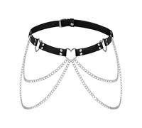 Punk Gothic Chain Belt for Women, Edgy Gothic Waiet Leather Chain Belt, Adjustable Waist Belt for Rave Festival Rock, Black Fashion Cowgirl Rave Body Accessories, Adjustable, alloy Leather, No