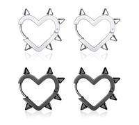 Punk Grunge Earrings,Gothic Hoop Heart Spike Earring Set,Vintage Punk Earrings for Women,Y2k Emo Accessories Gothic Earrings Jewelry,New Year Christmas Jewelry Gifts for Women Men, One size, Stainless