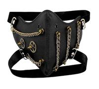 Punk Half Face Mask Leather Steampunk Gothic Masquerade Mask with Metal Studs Adult Halloween Cosplay Costume Masks
