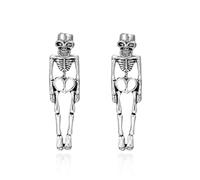 Punk Halloween Earrings for Women, Scary Skull Skeleton Dangle Earrings Bloody Knife Drop Earrings, Retro Style Skeleton Skull Earrings Antique Silver Scary Party Earrings for