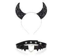 Punk Headdress Bat Wing Halloween Hair Hoop +Choker Devil Wing Cool Girl Bat Wing Theme Accessories